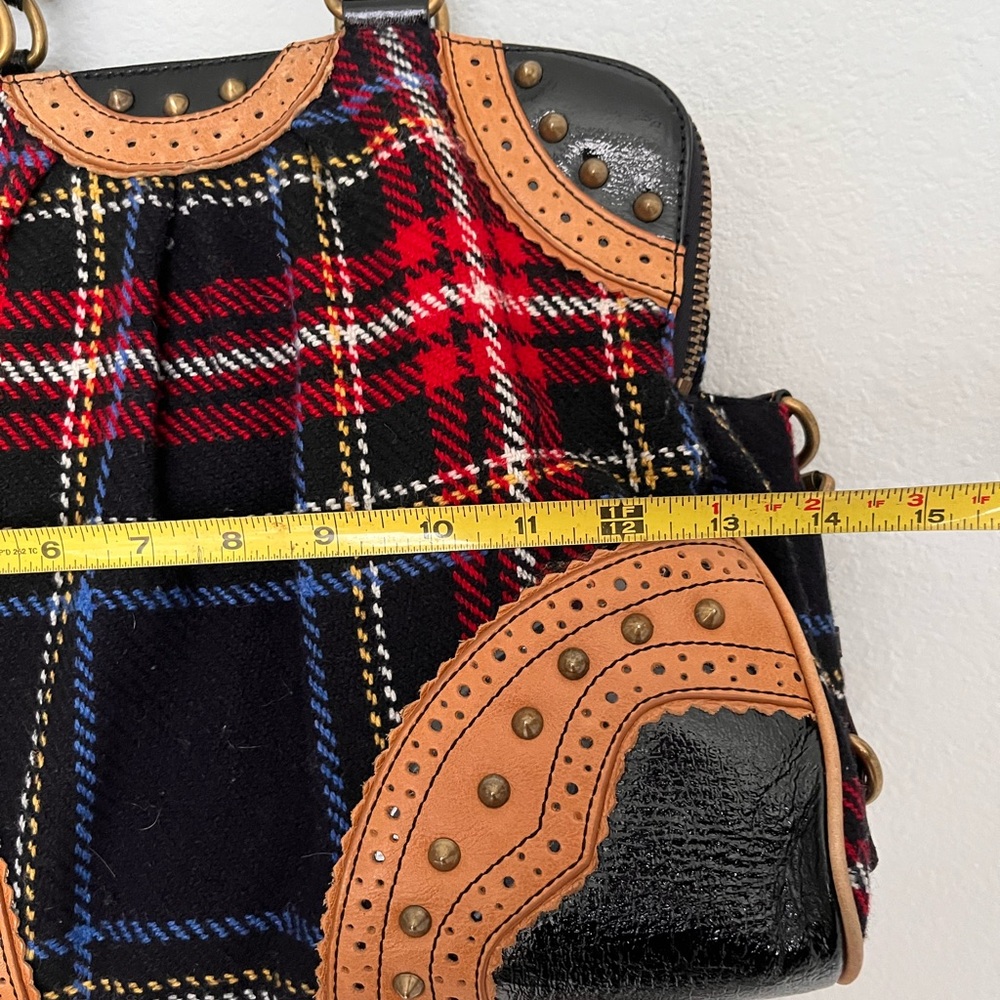 Betsey Johnson Red and Tan Plaid Crossbody Bag - Picture 10 of 11